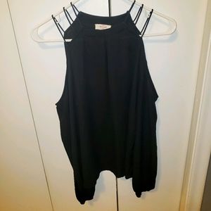 Black shear off shoulder dress shirt